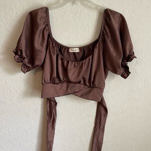 Altard state brown satin crop top
